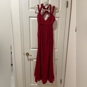 BCBG MAX AZRIA Silk Red Vintage Maxi Dress